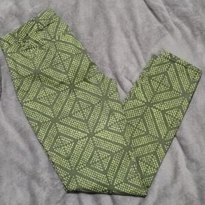 GAP Green Olive Skinny Stretch Ankle Pants Khakis Geometric Diamond Pattern